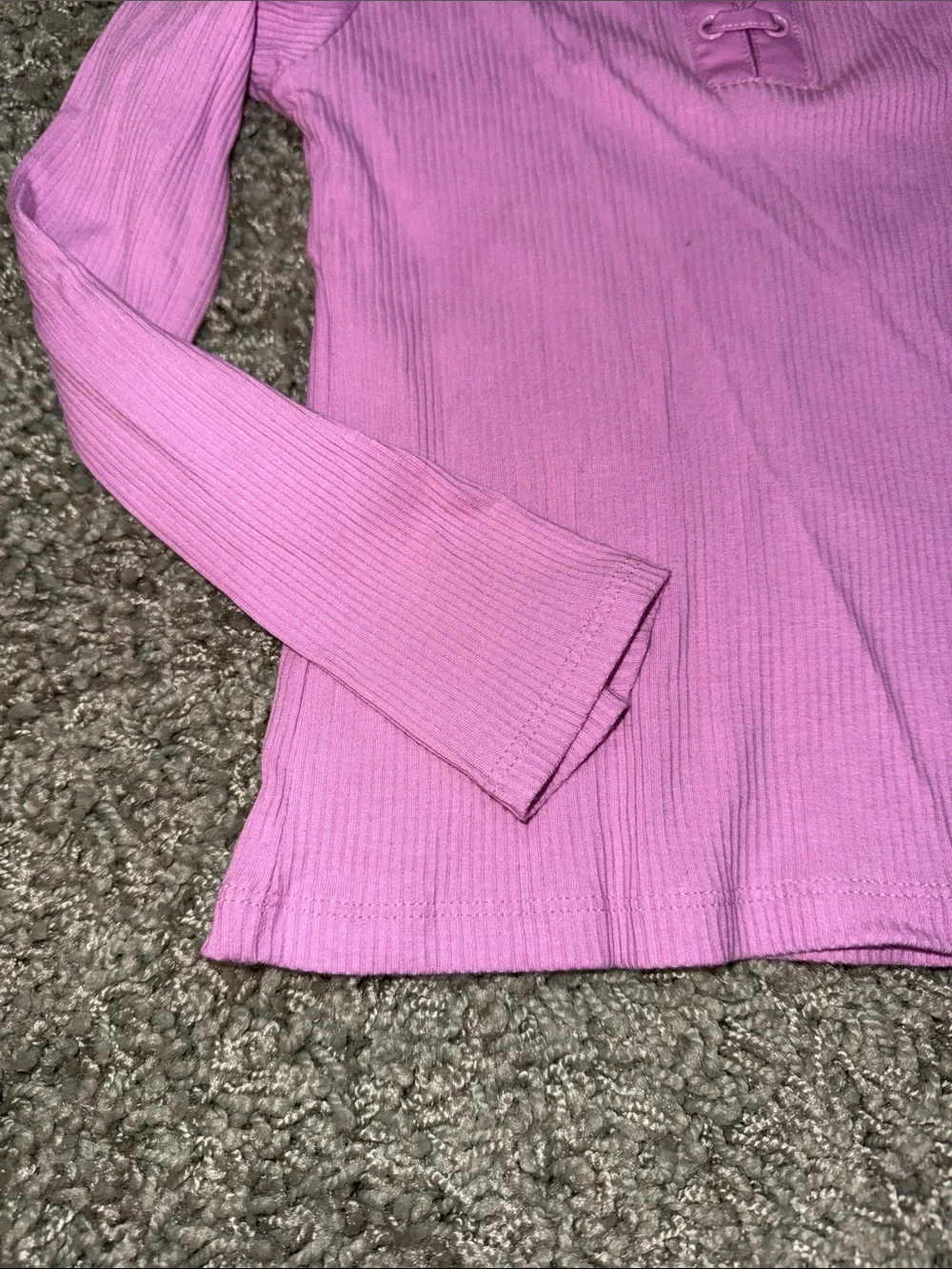 Old Navy Girls' Lace-Up Ribbed Long Sleeve Top - Lavender (S 6-7) NEW